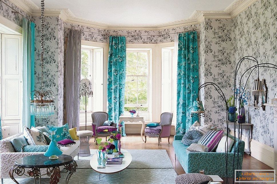 Striped and turquoise curtains