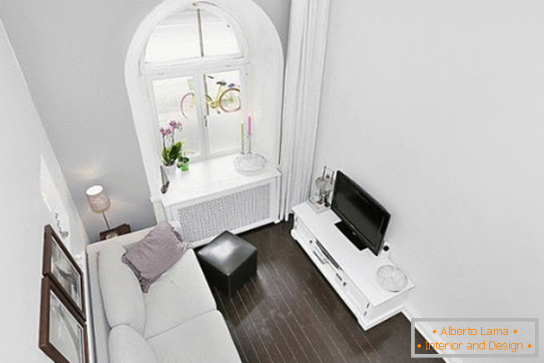Two-level studio apartment in white color