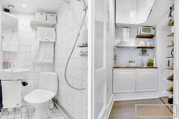 Bathroom and kitchen in white color