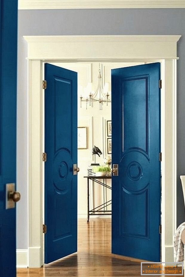 Blue doors in the interior