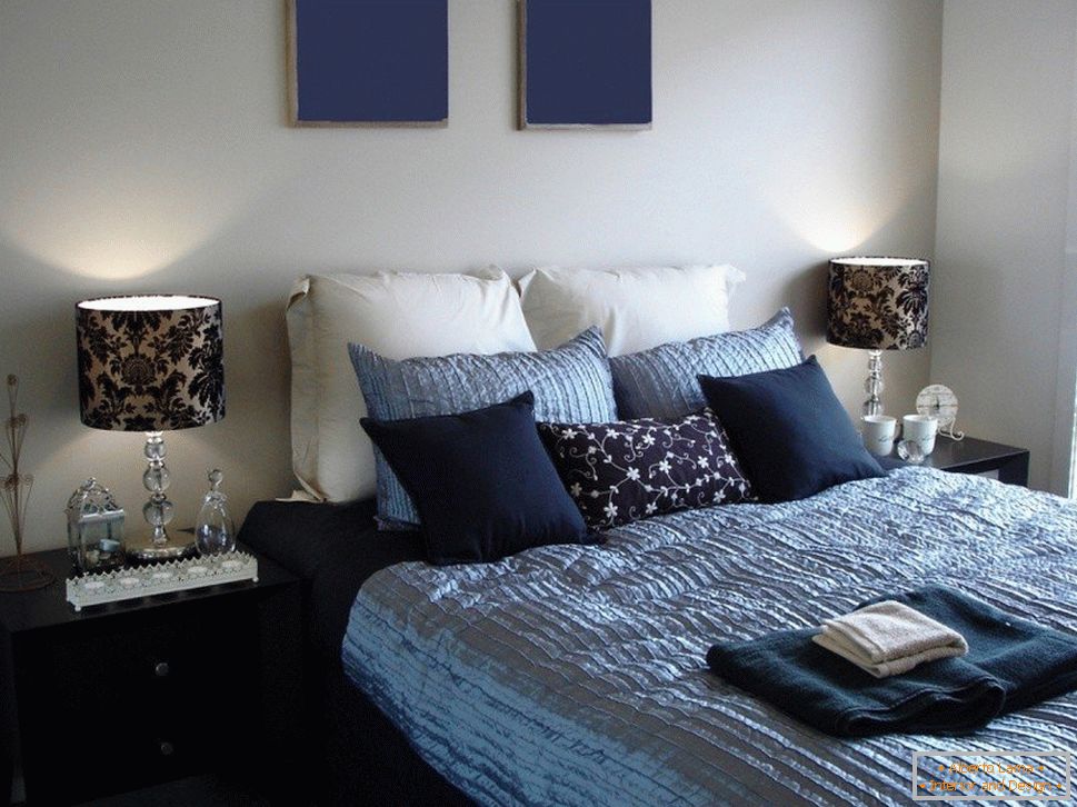 Bedroom in blue colors