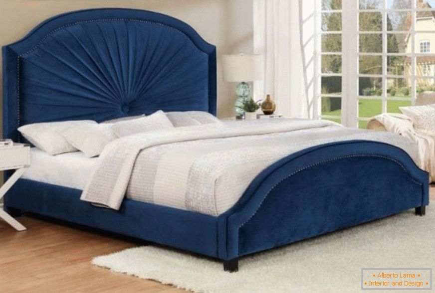 Blue velvet bed