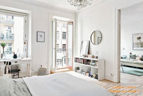One bedroom apartment in Scandinavian style - photo bedroom living room
