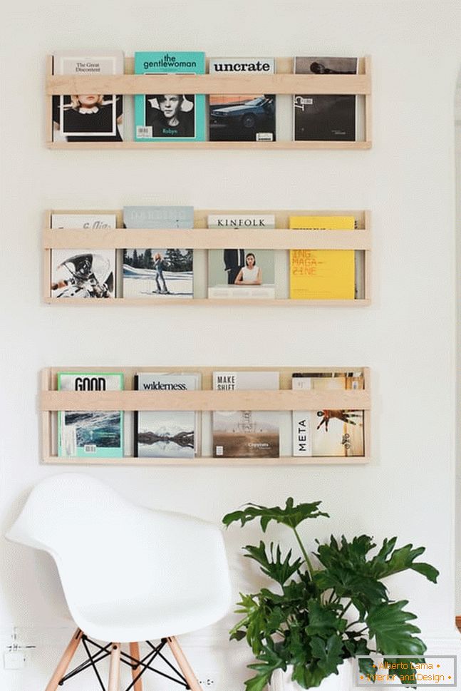 Bookshelves in the Scandinavian interior