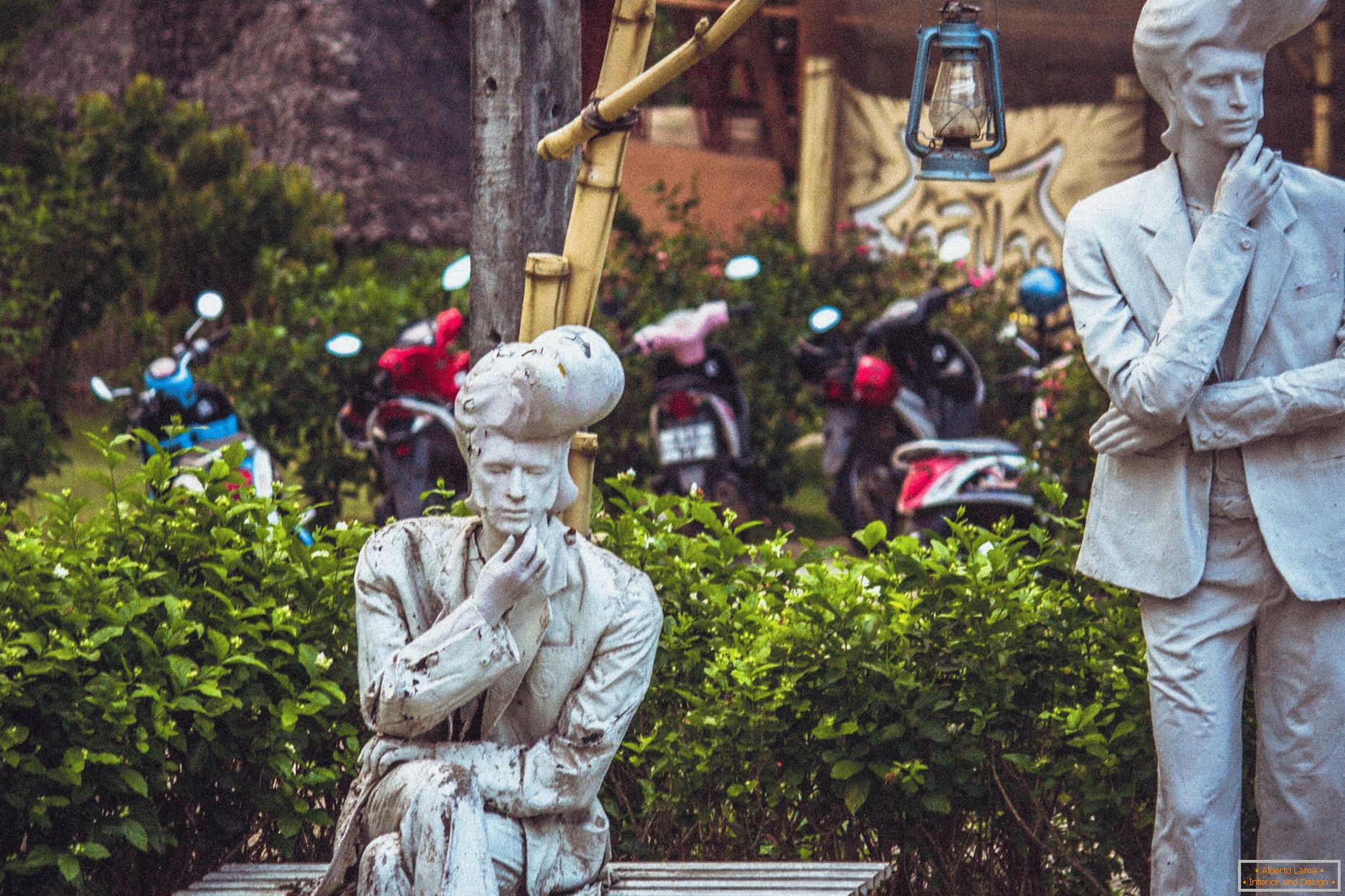 Sculptures of Elvis in the village of Thailand