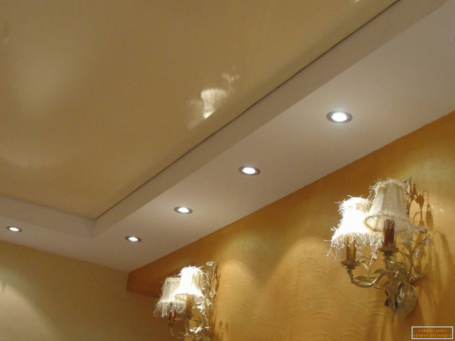 The ceiling is a soft beige shade with correctly selected lighting.