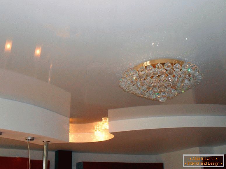 Classic genre - glossy stretch ceilings PVC white.