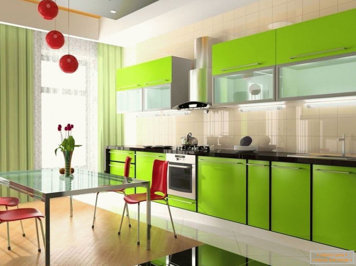 Large green kitchen