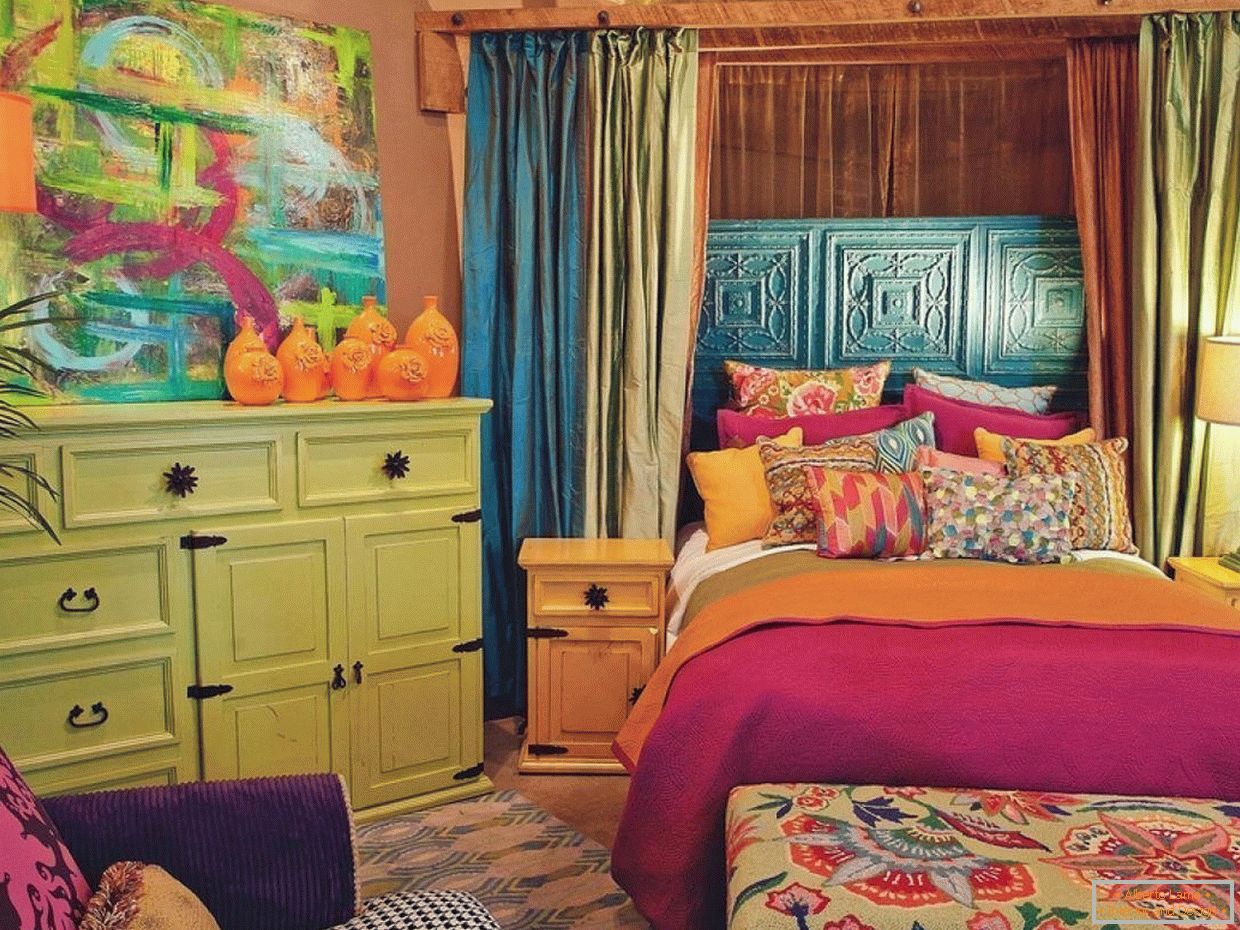 Bedroom interior in bright colors