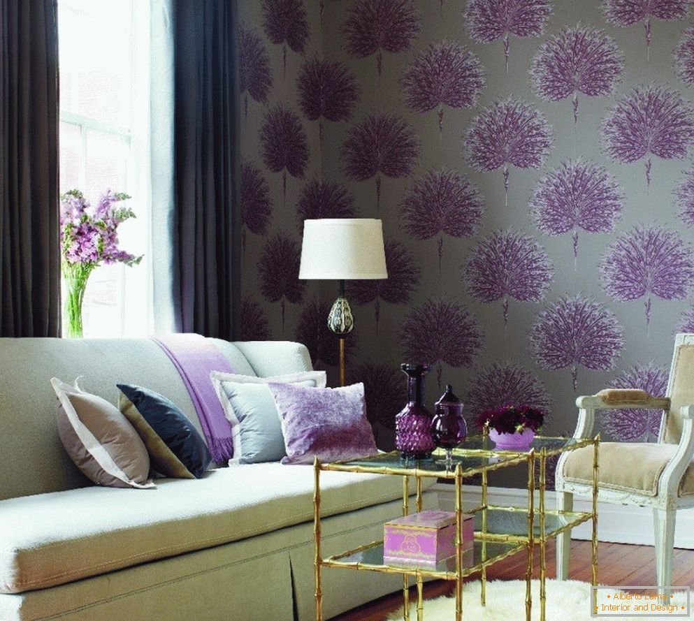 Living room with purple details