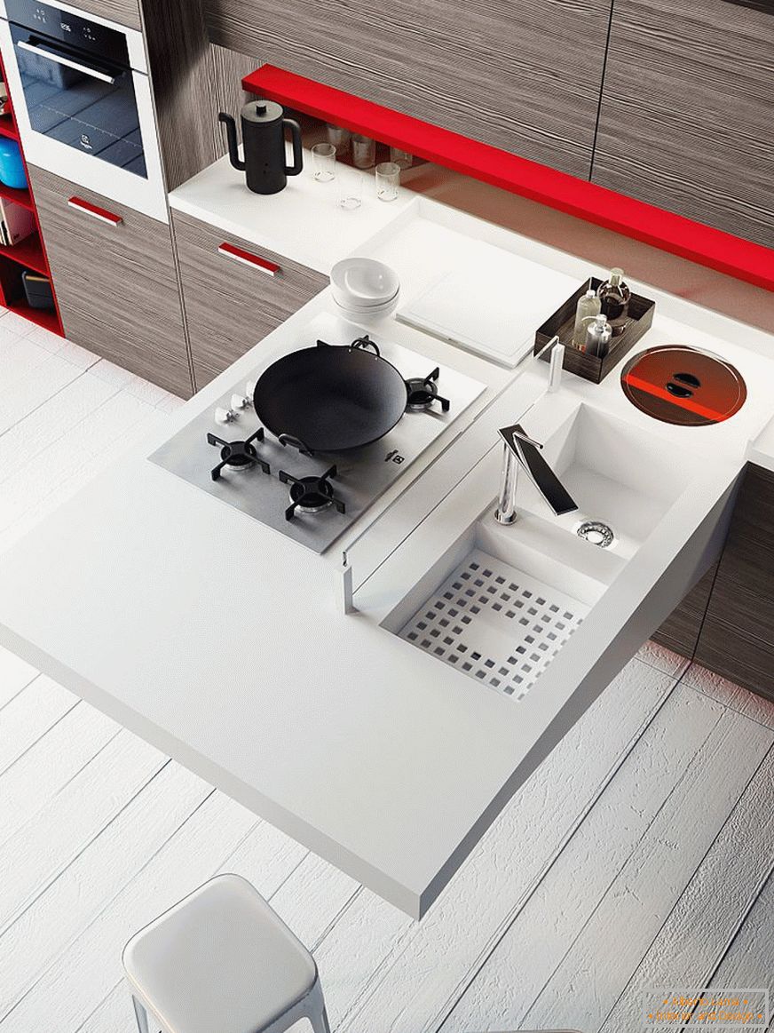 A way to save space in the kitchen with a console workstation