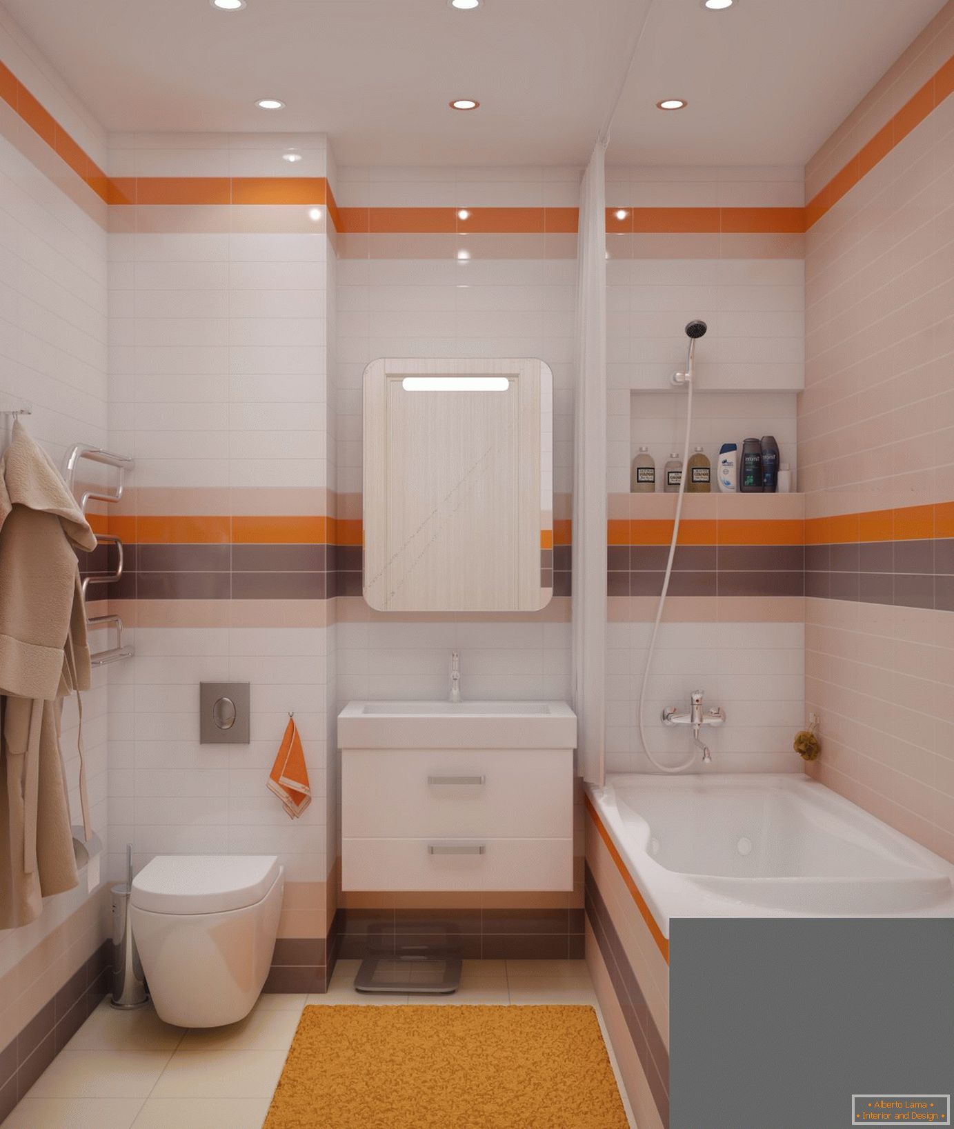 Interior of a small combined bathroom