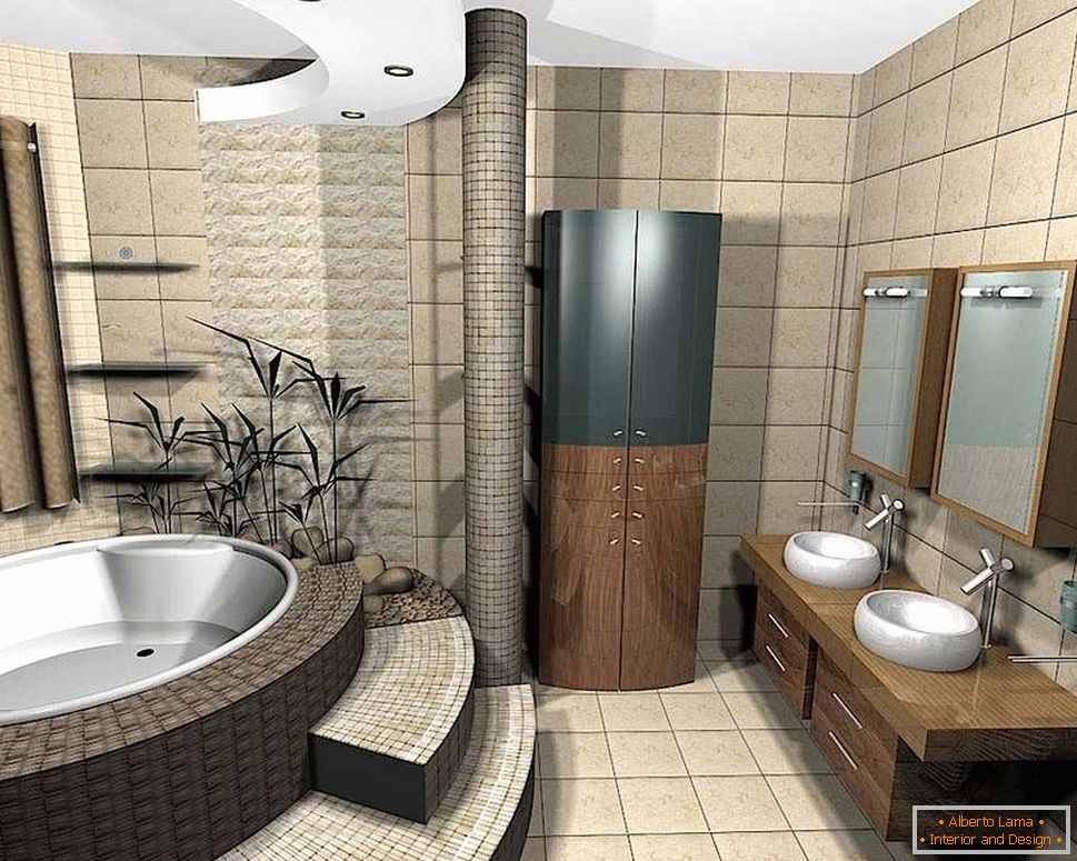 Interior of a small combined bathroom