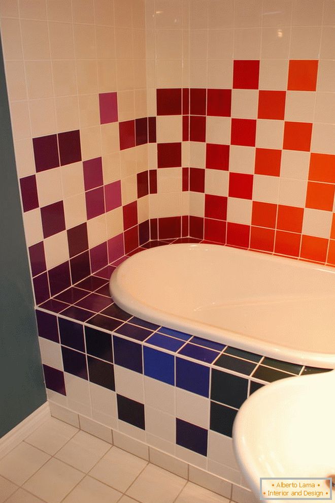 Colorful tiles in the bathroom
