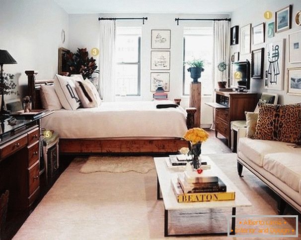 Bright bedroom living room