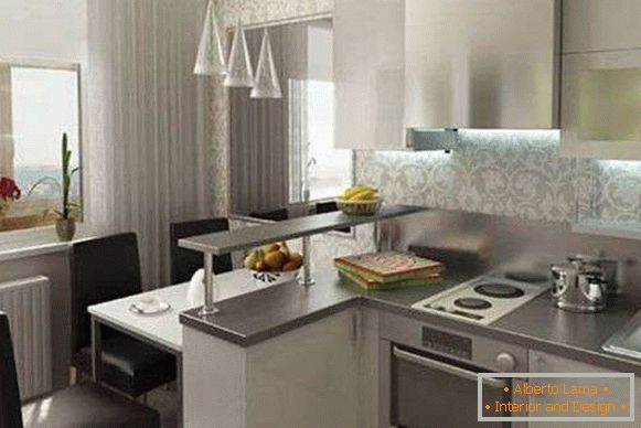 modern kitchens with a bar counter, photo 11