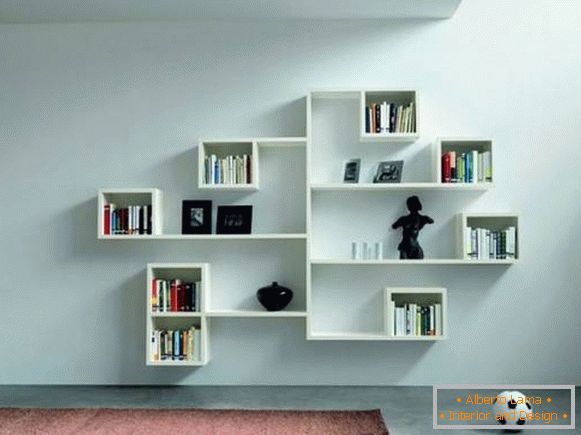 Futuristic shelves for the living room