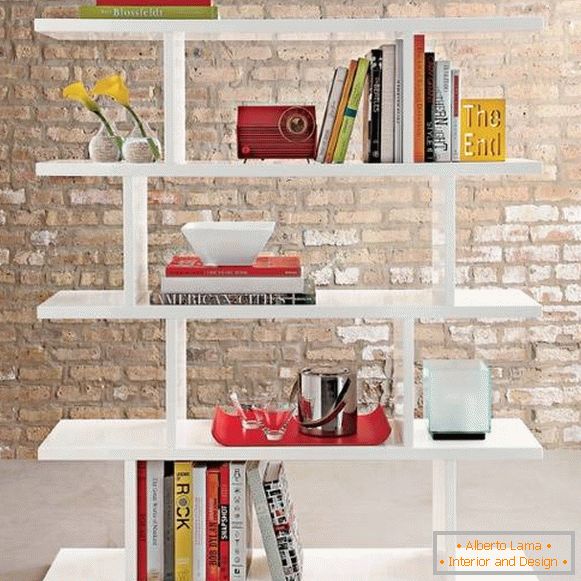 Designer bookshelves in the living room