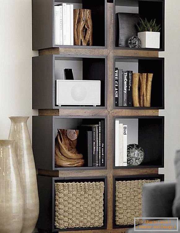 High floor shelves for the living room