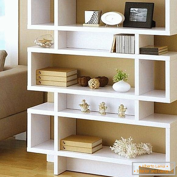 Fashionable shelves for living room in white color