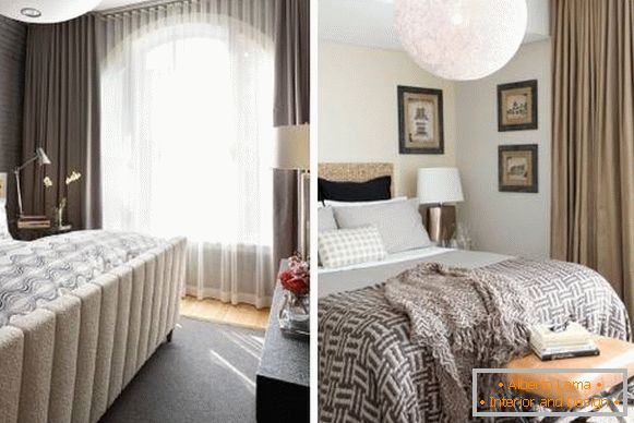 Choose fashionable curtains in a small bedroom - photo 2016