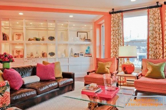 Bright walls in an eclectic living room