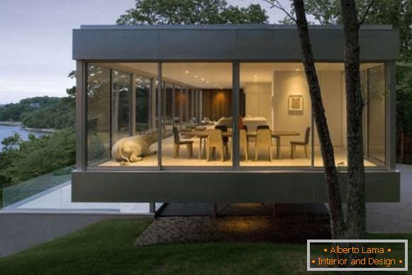 Modern private house with transparent walls