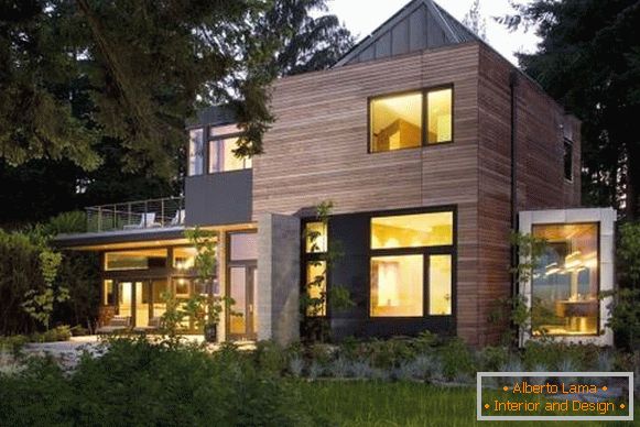 How does modern design of a private house look like? Photo