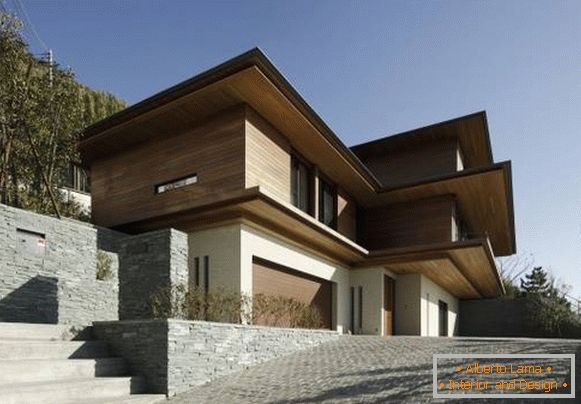 Beautiful modern design of a three-story house