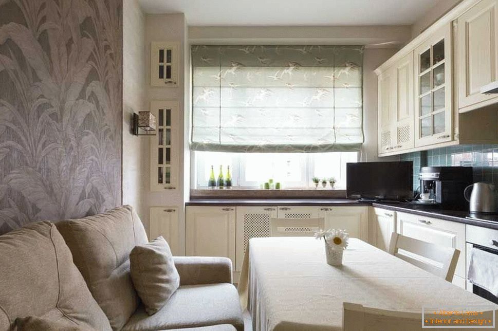 Cozy kitchen with soft sofa