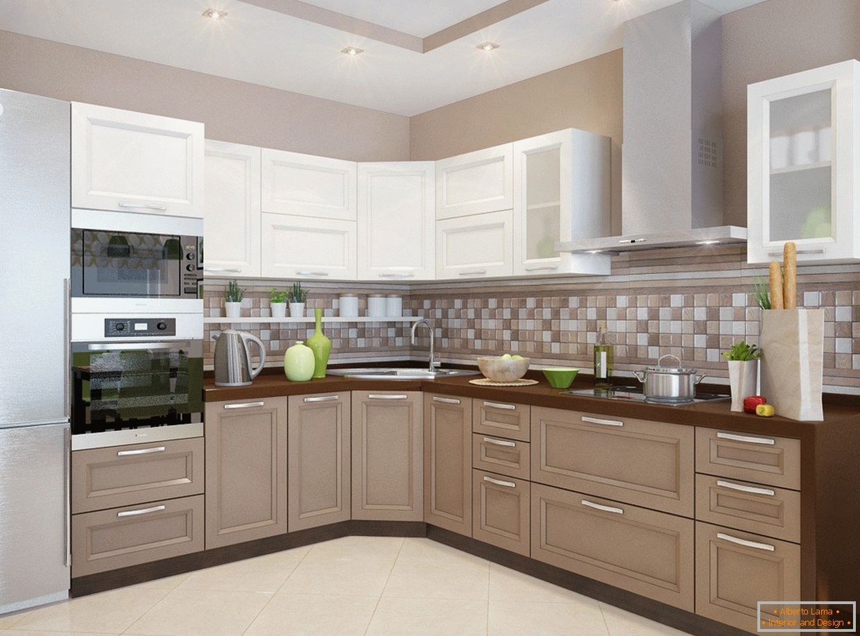 White and brown kitchen