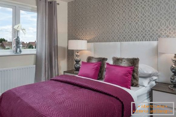 Modern bedroom design - photo with beautiful wallpaper