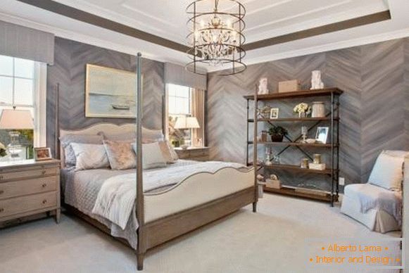 Wooden decoration of the bedroom in a modern style 2016