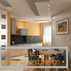 Design apartments in white, gray and orange tones