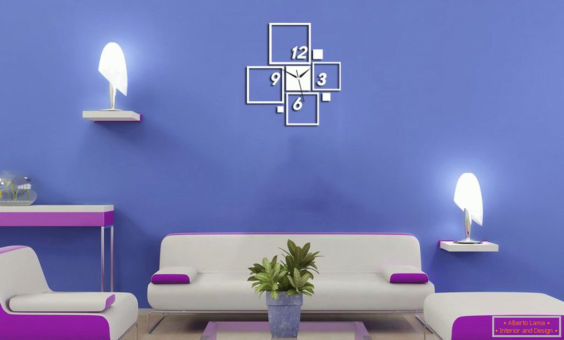 Blue color in the living room design