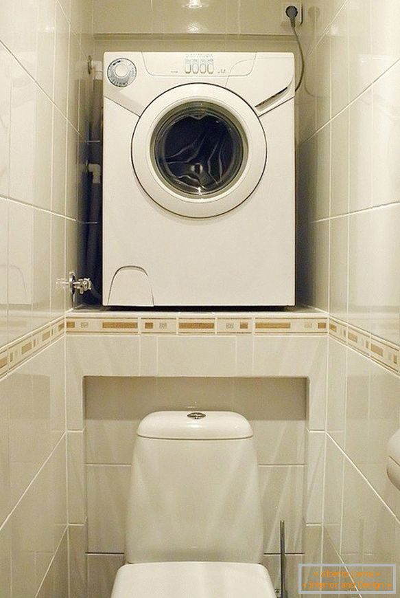 Small toilet with washing machine