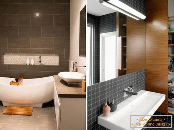 Bathroom design in dark colors with white plumbing photo 2016