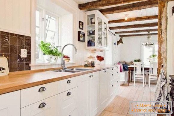 A cozy interior of a small kitchen in a private house