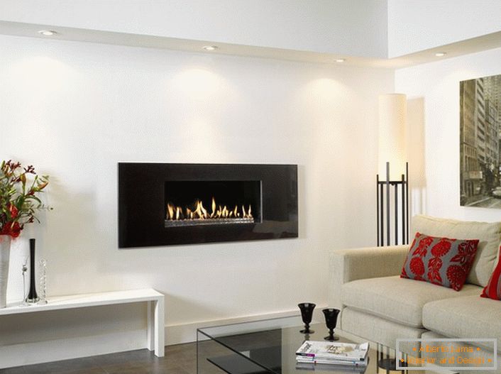 The living room would be boring without a fireplace built into the wall. Продумывайте размещение камина перед строительство дома.