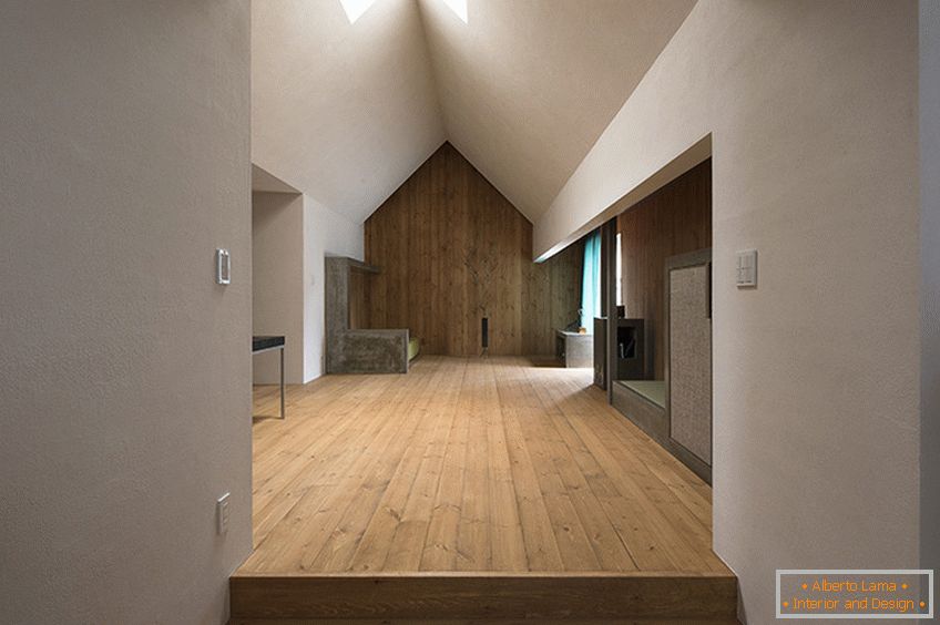 Wooden decoration in the interior of a modern small house
