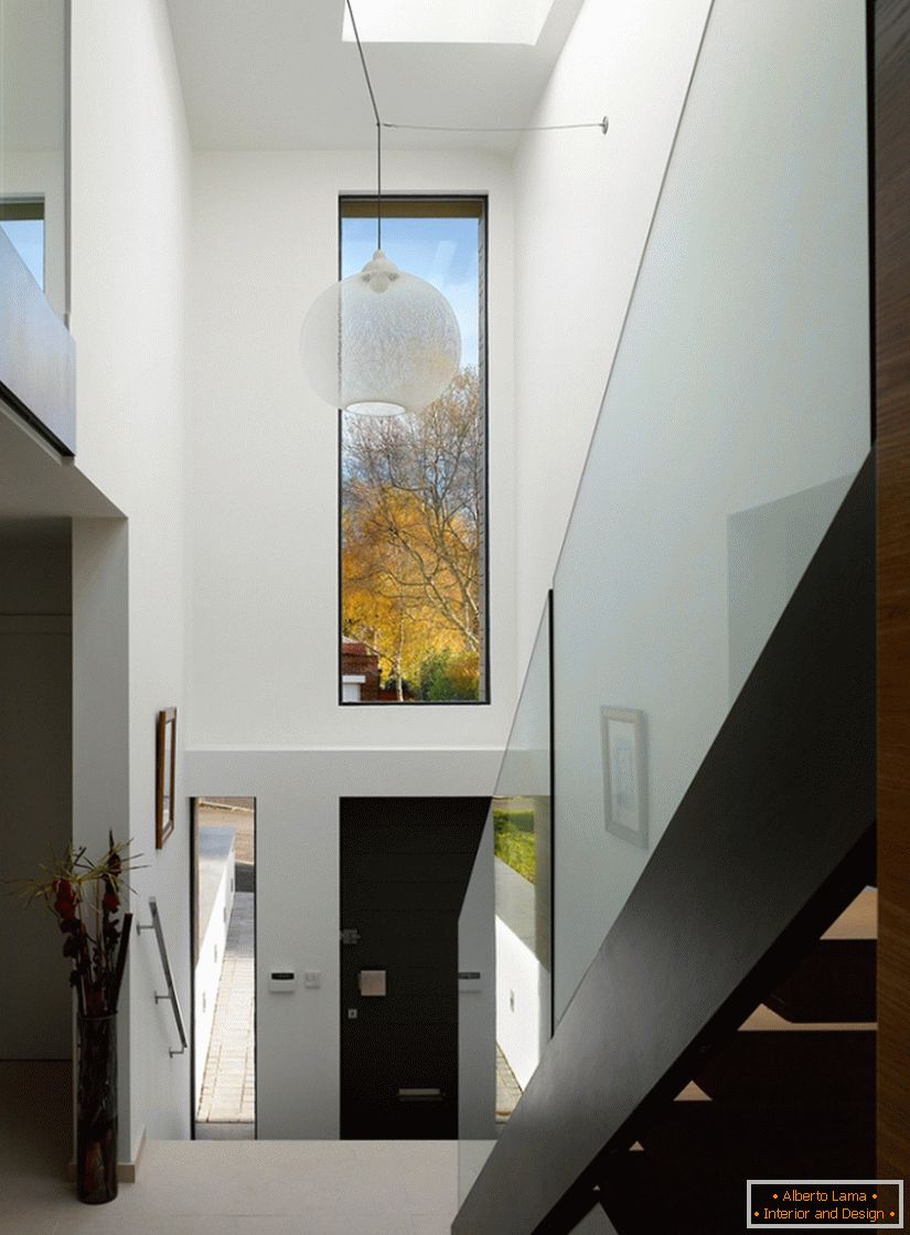 Staircase with transparent handrails