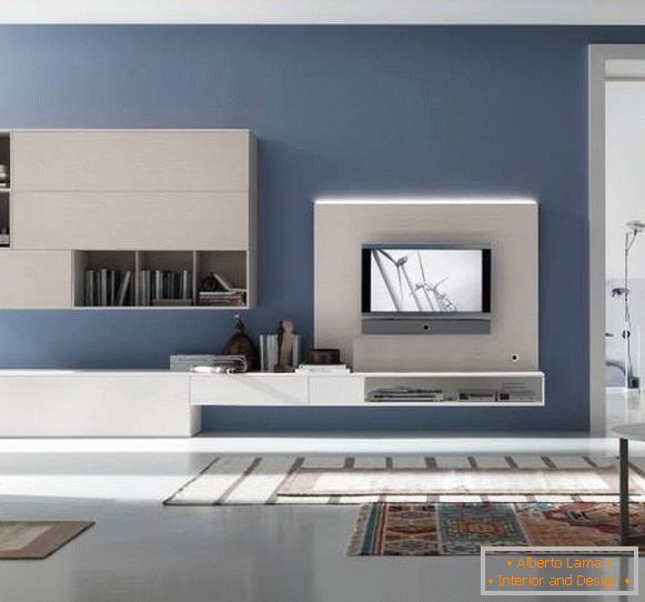The design of the hall in an apartment in a modern high-tech style and white furniture