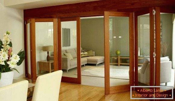 Two rooms in one with a glass partition