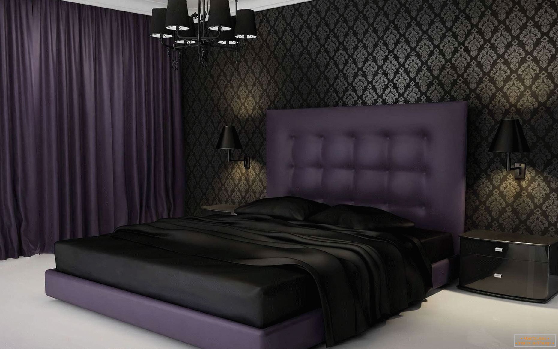 Bedroom design in dark colors