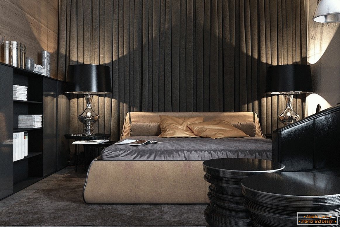 Furniture in the bedroom in dark colors