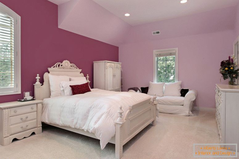 Girl's pink bedroom in luxury suburban home