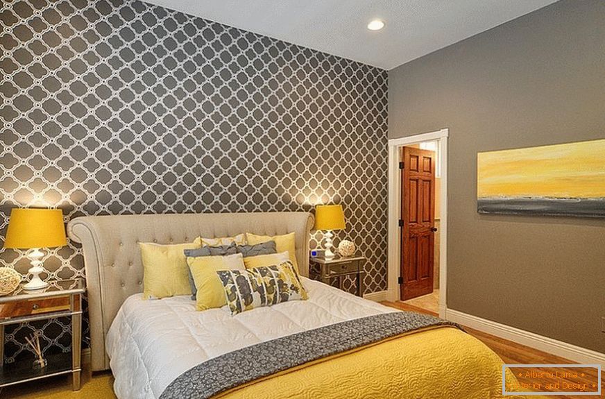 Gray with yellow in the bedroom
