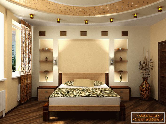 The bedroom is decorated in an Art Nouveau style. Interior doors fit seamlessly into the overall concept of style. 