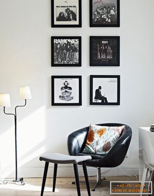 Black and white contrast in the design of the living room