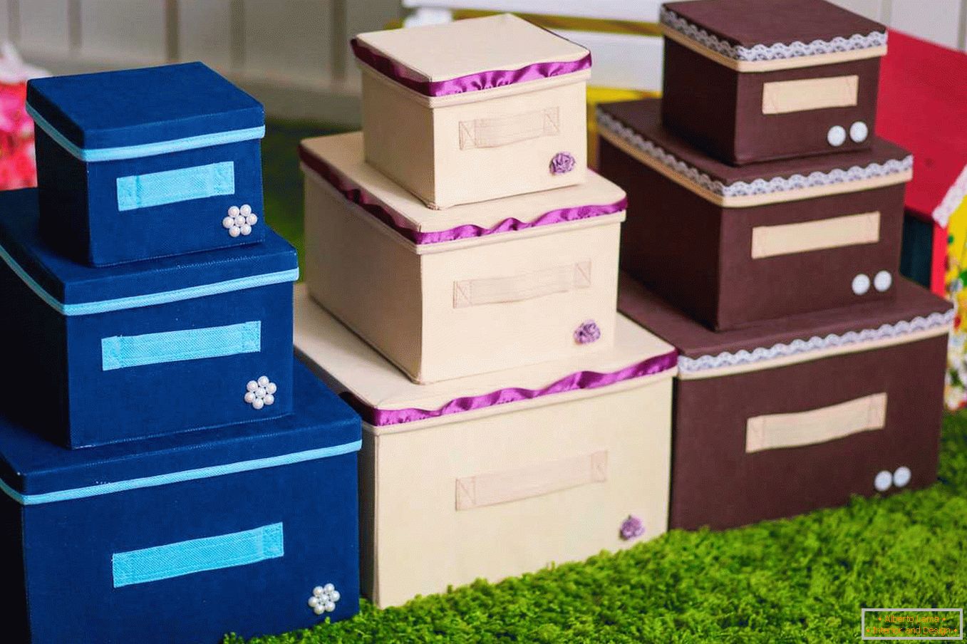 Multicolored storage boxes
